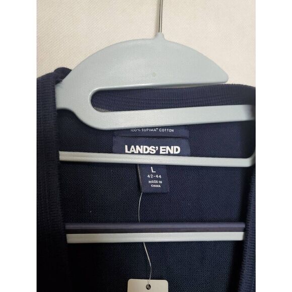 Land's End 100% Supima Cotton Men's Navy Cardigan Sweater Lightweight Grandpa - Picture 5 of 12